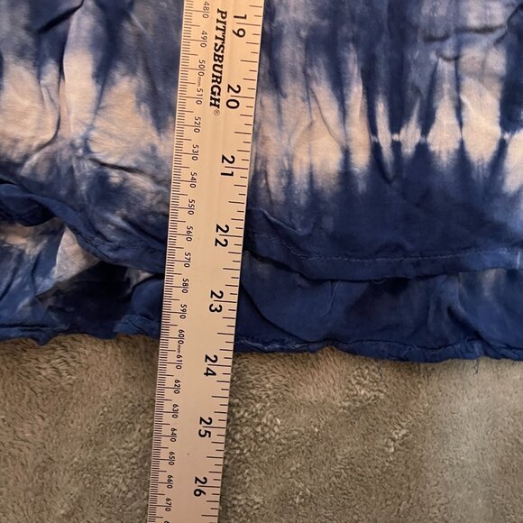 Knox Rose Women Beachy Boho Chic Crochet Detail Tie Dye Popover Shirt XL Blue - Picture 7 of 8